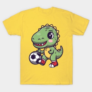 Cute baby dinosaur playing football T-Shirt